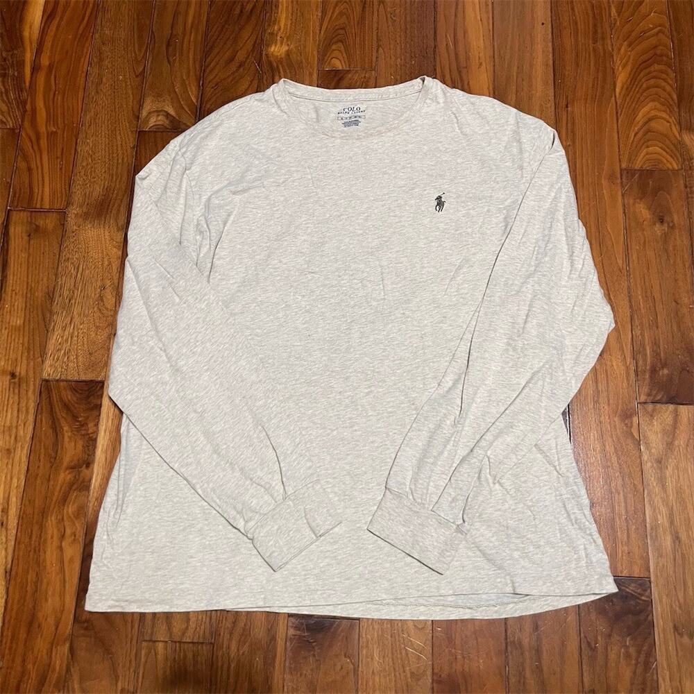 Polo Ralph Lauren Shirt Mens XL Heather Gray Long Sleeve Crewneck Logo